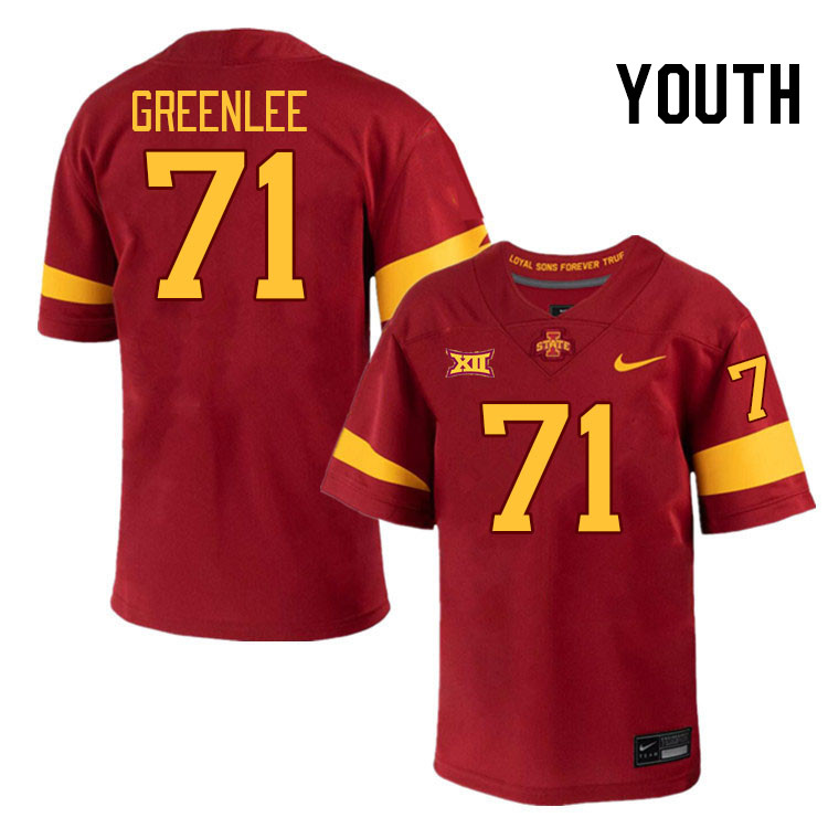 Youth #71 Gabe Greenlee Iowa State Cyclones College Football Jerseys Stitched-Cardinal